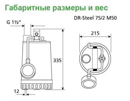 Погружной дренажный насос Zenit DR-Steel 75/2M Погружной дренажный насос Zenit DR-Steel 75/2M