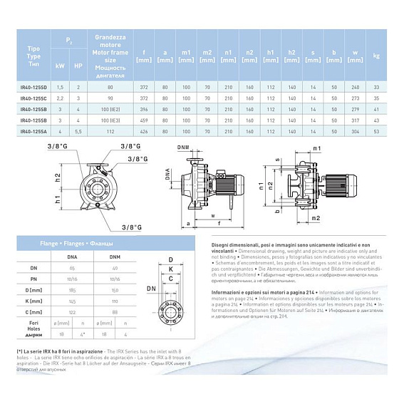 Насосный агрегат моноблочный фланцевый SAER IR 40-125SB Насосный агрегат моноблочный фланцевый SAER IR 40-125SB