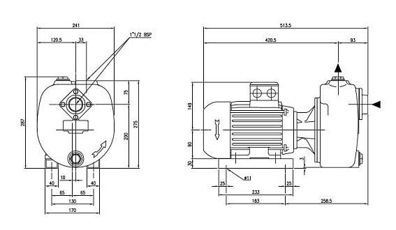 Самовсасывающий грязевой электронасос Varisco JE 1-160 G30 MT20 Самовсасывающий грязевой электронасос Varisco JE 1-160 G30 MT20