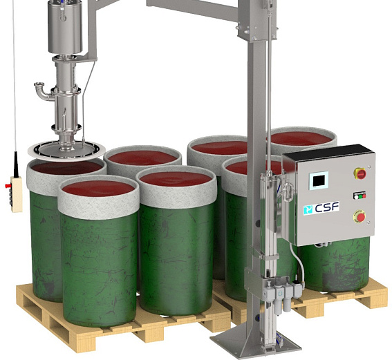 Станция разгрузки бочек с двухшарнирным рычагом CSF Inox Серия SC8 Станция разгрузки бочек с двухшарнирным рычагом CSF Inox Серия SC8