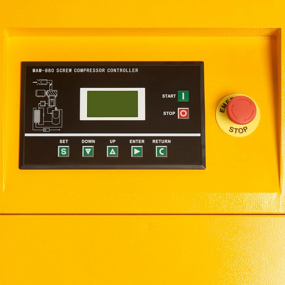 Мощность двигателя, кВт;Давление, атм;Объем ресивера, литров;Производительность, л/мин;Наличие осушителя;Тип привода;Наличие частотного преобразователя;Применение;Напряжение питания, В;Габариты (ДхШхВ), мм;Гарантия, месяцев;Масляный/Безмасляный;Страна производства;Наличие ресивера;Серия Винтовой компрессор ET-Compressors SL 22-16-500 ES (IP55)