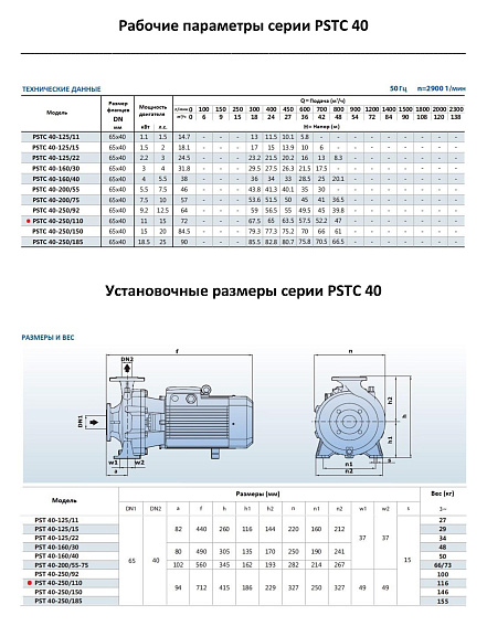 Консольно-моноблочный фланцевый насос PURITY PSTC 40-250/110 (N) Консольно-моноблочный фланцевый насос PURITY PSTC 40-250/110 (N)