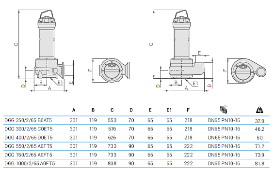 Погружной фекальный насос Zenit DGG 550/2/65 A0FT5 NC Q TS 2SIC 10 Погружной фекальный насос Zenit DGG 550/2/65 A0FT5 NC Q TS 2SIC 10