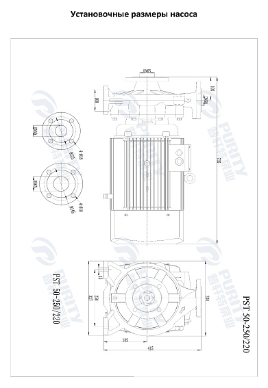 Консольно-моноблочный фланцевый насос PSTG 50-250/220 (N) Консольно-моноблочный фланцевый насос PSTG 50-250/220 (N)