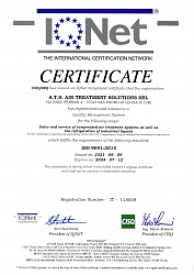 Сертификат IQNet ISO 9001:2015 ATS