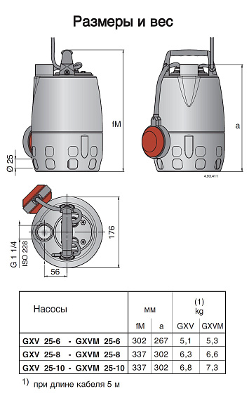 Погружной насос Calpeda GXVM 25-10 Погружной насос Calpeda GXVM 25-10