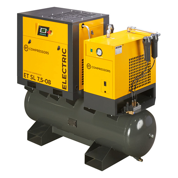 Винтовой компрессор ET-Compressors SL 7,5-08-250 D VS PM ES (IP23) на ресивере с осушителем