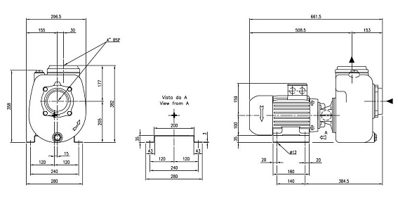 Самовсасывающий грязевой электронасос Varisco JE 4-100 G10 MT20 Самовсасывающий грязевой электронасос Varisco JE 4-100 G10 MT20