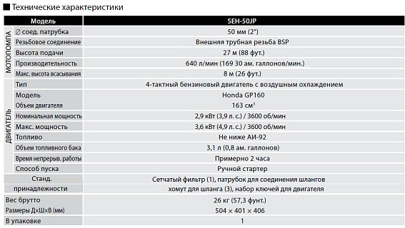 Бензиновая мотопомпа для загрязненных вод Koshin SEH-50JP Бензиновая мотопомпа для загрязненных вод Koshin SEH-50JP
