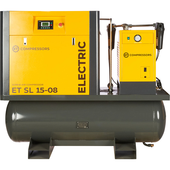 Винтовой компрессор ET SL 15-08-410 ES (IP55) Винтовой компрессор ET-Compressors SL 15-08-410 ES (IP55) с ресивером и осушителем