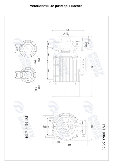 Консольно-моноблочный фланцевый насос PSTG 100-315/750 (N) Консольно-моноблочный фланцевый насос PSTG 100-315/750 (N)