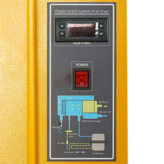 Мощность двигателя, кВт;Давление, атм;Объем ресивера, литров;Производительность, л/мин;Наличие осушителя;Тип привода;Наличие частотного преобразователя;Применение;Напряжение питания, В;Габариты (ДхШхВ), мм;Гарантия, месяцев;Масляный/Безмасляный;Страна производства;Наличие ресивера;Серия Винтовой компрессор ET-Compressors SL 22-16-500 ES (IP55)