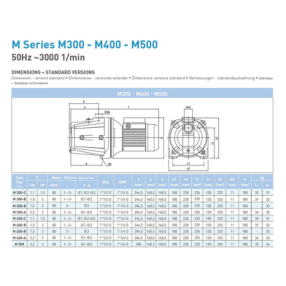 Самовсасывающий насос SAER M 300B, 400 В Самовсасывающий насос SAER M 300B, 400 В