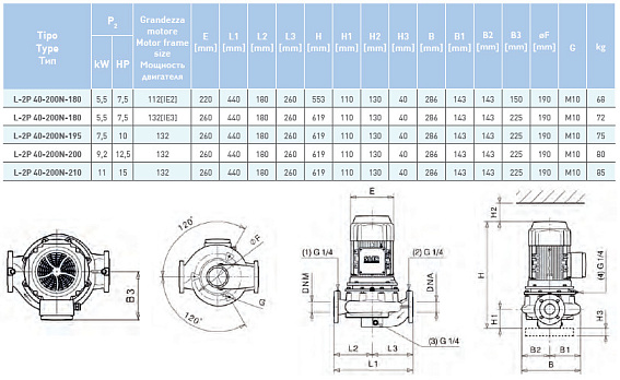 Циркуляционный насос In-Line SAER L-2P 40-200N-210 Циркуляционный насос In-Line SAER L-2P 40-200N-210