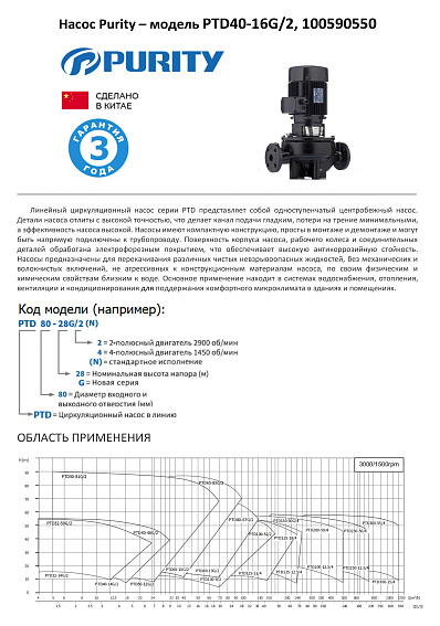 Насос в линию PURITY PTD 40-16G/2 (N)