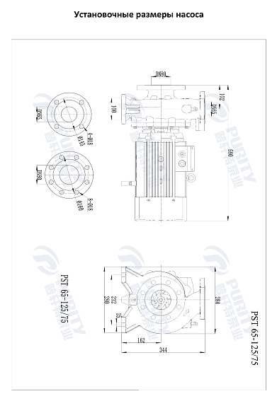 Консольно-моноблочный фланцевый насос PSTG 65-125/75 (N) Консольно-моноблочный фланцевый насос PSTG 65-125/75 (N)
