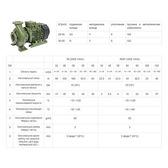 Насосный агрегат моноблочный фланцевый SAER IR 32-250D Насосный агрегат моноблочный фланцевый SAER IR 32-250D
