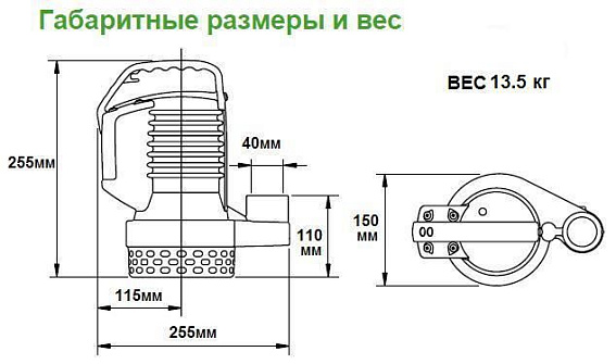 Погружной дренажный насос Zenit DR BLUE 75/2/G32V AOBM/50 Погружной дренажный насос Zenit DR BLUE 75/2/G32V AOBM/50