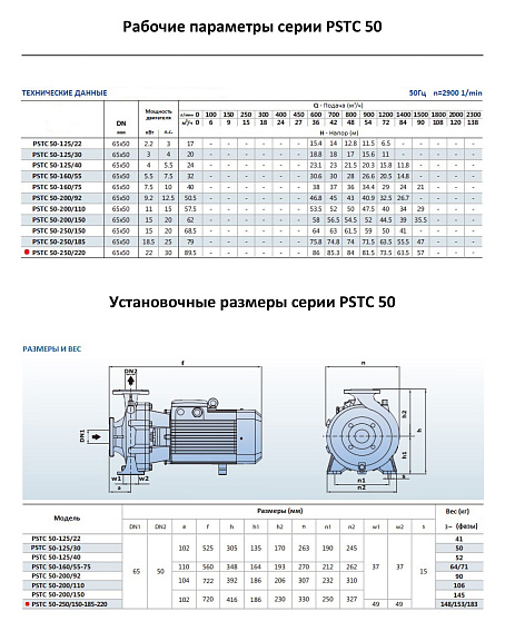 Консольно-моноблочный фланцевый насос PURITY PSTC 50-250-220 (N) Консольно-моноблочный фланцевый насос PURITY PSTC 50-250-220 (N)