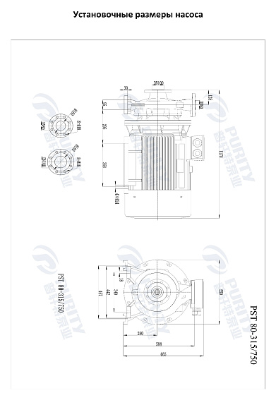 Консольно-моноблочный фланцевый насос PSTG 80-315/750 (N) Консольно-моноблочный фланцевый насос PSTG 80-315/750 (N)