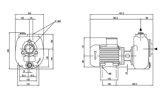 Самовсасывающий грязевой электронасос Varisco JE 2-100 G10 TM20 Самовсасывающий грязевой электронасос Varisco JE 2-100 G10 TM20