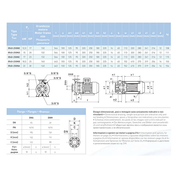 Насосный агрегат моноблочный фланцевый SAER IR 40-250NE Насосный агрегат моноблочный фланцевый SAER IR 40-250NE