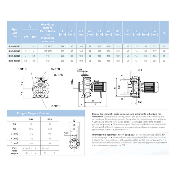 Насосный агрегат моноблочный фланцевый SAER IR 32-160NC Насосный агрегат моноблочный фланцевый SAER IR 32-160NC