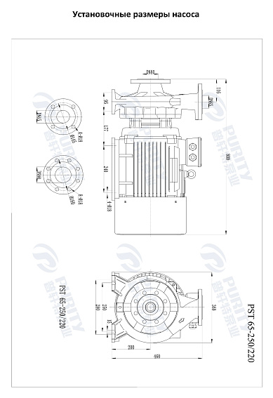 Консольно-моноблочный фланцевый насос PSTG 65-250/220 (N) Консольно-моноблочный фланцевый насос PSTG 65-250/220 (N)