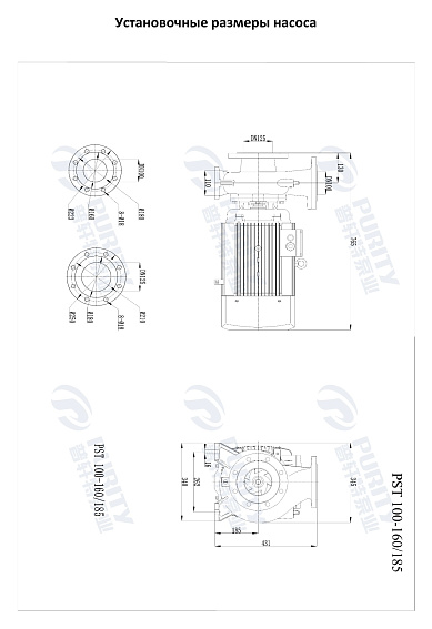 Консольно-моноблочный фланцевый насос PSTG 100-160/185 (N) Консольно-моноблочный фланцевый насос PSTG 100-160/185 (N)