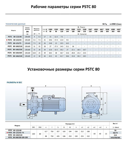 Консольно-моноблочный фланцевый насос PURITY PSTC 80-125/55 (N) Консольно-моноблочный фланцевый насос PURITY PSTC 80-125/55 (N)