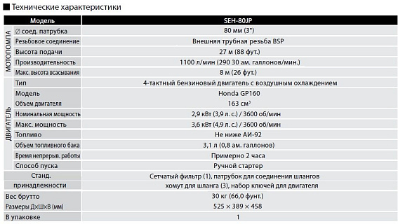 Бензиновая мотопомпа для загрязненных вод Koshin SEH-80JP Бензиновая мотопомпа для загрязненных вод Koshin SEH-80JP
