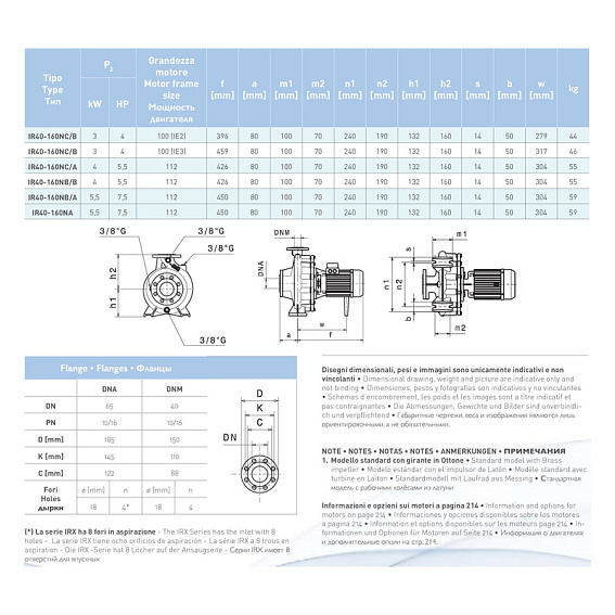 Насосный агрегат моноблочный фланцевый SAER IR 40-160NC/B Насосный агрегат моноблочный фланцевый SAER IR 40-160NC/B