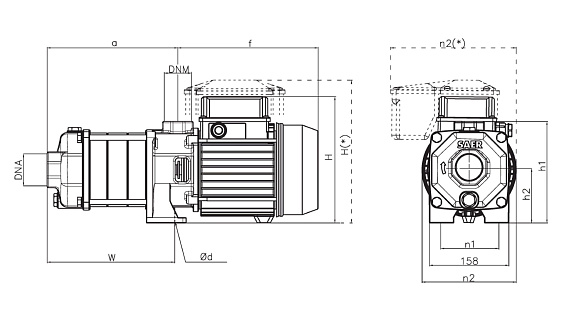 Горизонтальный многоступенчатый насосный агрегат SAER OP 40/4, 400В Горизонтальный многоступенчатый насосный агрегат SAER OP 40/4, 400В