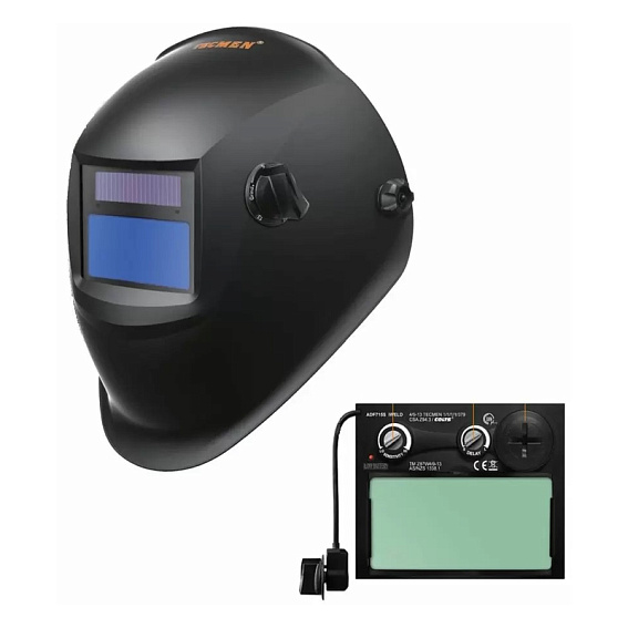 Сварочная маска с автоматическим светофильтром (АСФ) Хамелеон Tecmen ADF 715S 9-13 TM15 черная Сварочная маска с автоматическим светофильтром (АСФ) Хамелеон Tecmen ADF 715S 9-13 TM15 черная