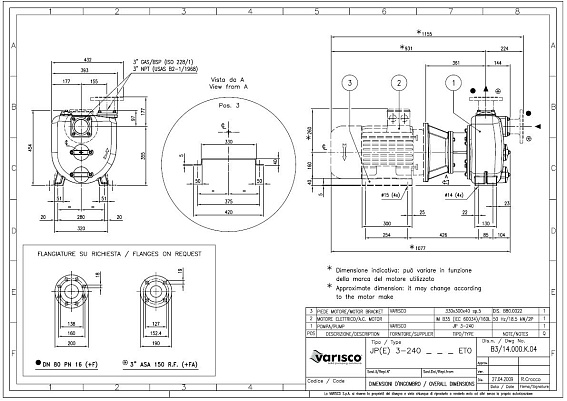 Самовсасывающий грязевой электронасос Varisco JE 3-240 G10 FT20 Самовсасывающий грязевой электронасос Varisco JE 3-240 G10 FT20