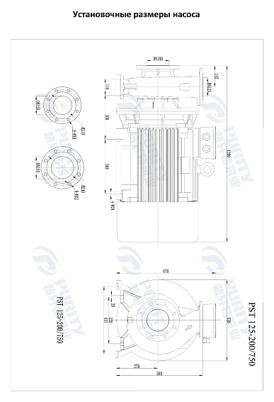 Консольно-моноблочный фланцевый насос PSTG 125-200/750 (N) Консольно-моноблочный фланцевый насос PSTG 125-200/750 (N)