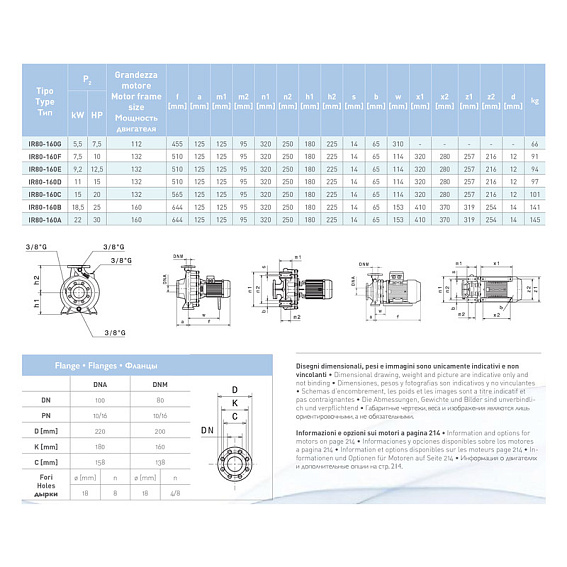 Насосный агрегат моноблочный фланцевый SAER IR 80-160G Насосный агрегат моноблочный фланцевый SAER IR 80-160G