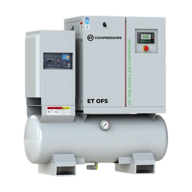 Спиральный безмасляный компрессор ET OFS 16,5/5,5-10-300 ES belt на ресивере с осушителем