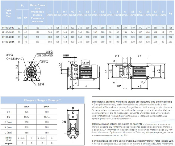 Насосный агрегат моноблочный фланцевый SAER IR 100-200D Насосный агрегат моноблочный фланцевый SAER IR 100-200D