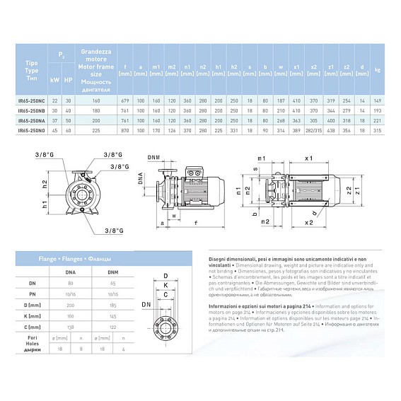 Насосный агрегат моноблочный фланцевый SAER IR 65-250NA Насосный агрегат моноблочный фланцевый SAER IR 65-250NA