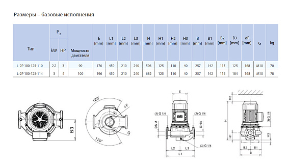 Циркуляционный насос In-Line SAER L-2P 100-125-110 Циркуляционный насос In-Line SAER L-2P 100-125-110