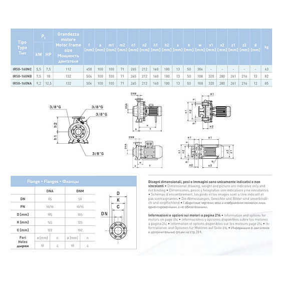 Насосный агрегат моноблочный фланцевый SAER IR 50-160NB Насосный агрегат моноблочный фланцевый SAER IR 50-160NB