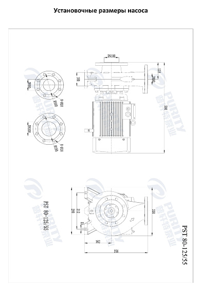 Консольно-моноблочный фланцевый насос PSTG 80-125/55 (N) Консольно-моноблочный фланцевый насос PSTG 80-125/55 (N)