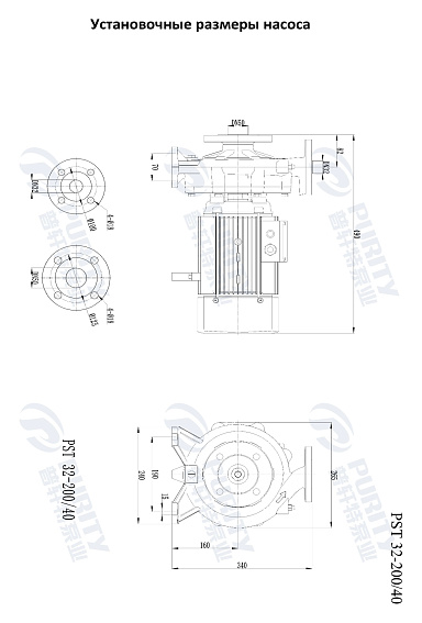 Консольно-моноблочный фланцевый насос PSTG 32-200/40 (N) Консольно-моноблочный фланцевый насос PSTG 32-200/40 (N)