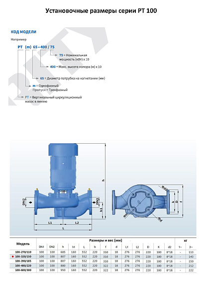 Насос моноблочный в линию PURITY PT 100-320/150 (N) Насос моноблочный в линию PURITY PT 100-320/150 (N)