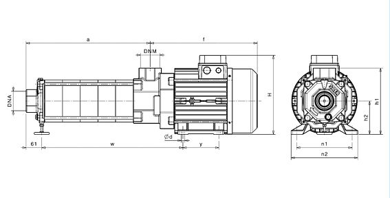 Горизонтальный многоступенчатый насосный агрегат SAER OP 50/6, 400/690В Горизонтальный многоступенчатый насосный агрегат SAER OP 50/6, 400/690В