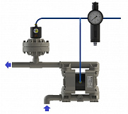 Схема установки демпфера пульсации FLUIMAC